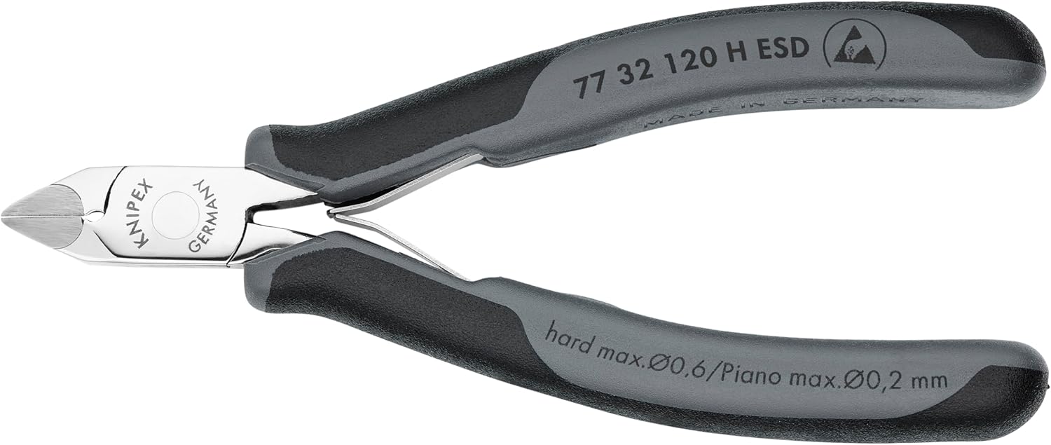 KNIPEX Tools 77 32 120 H ESD Electronics Diagonal Cutters, Carbide Cutting Edges, 4.75-Inch