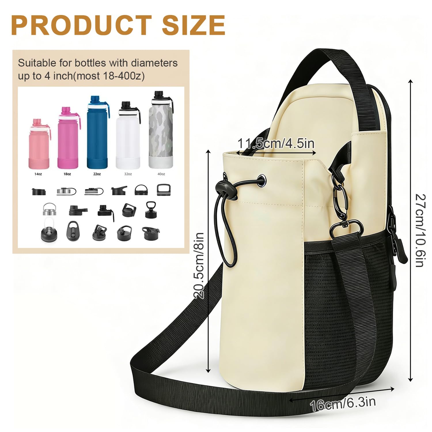 Magnetic Gym Bag Wasserflaschenhülle Magnetische Sporttasche mit Flaschenhalter 1,5L - Fitness Gym Training (Weiß)