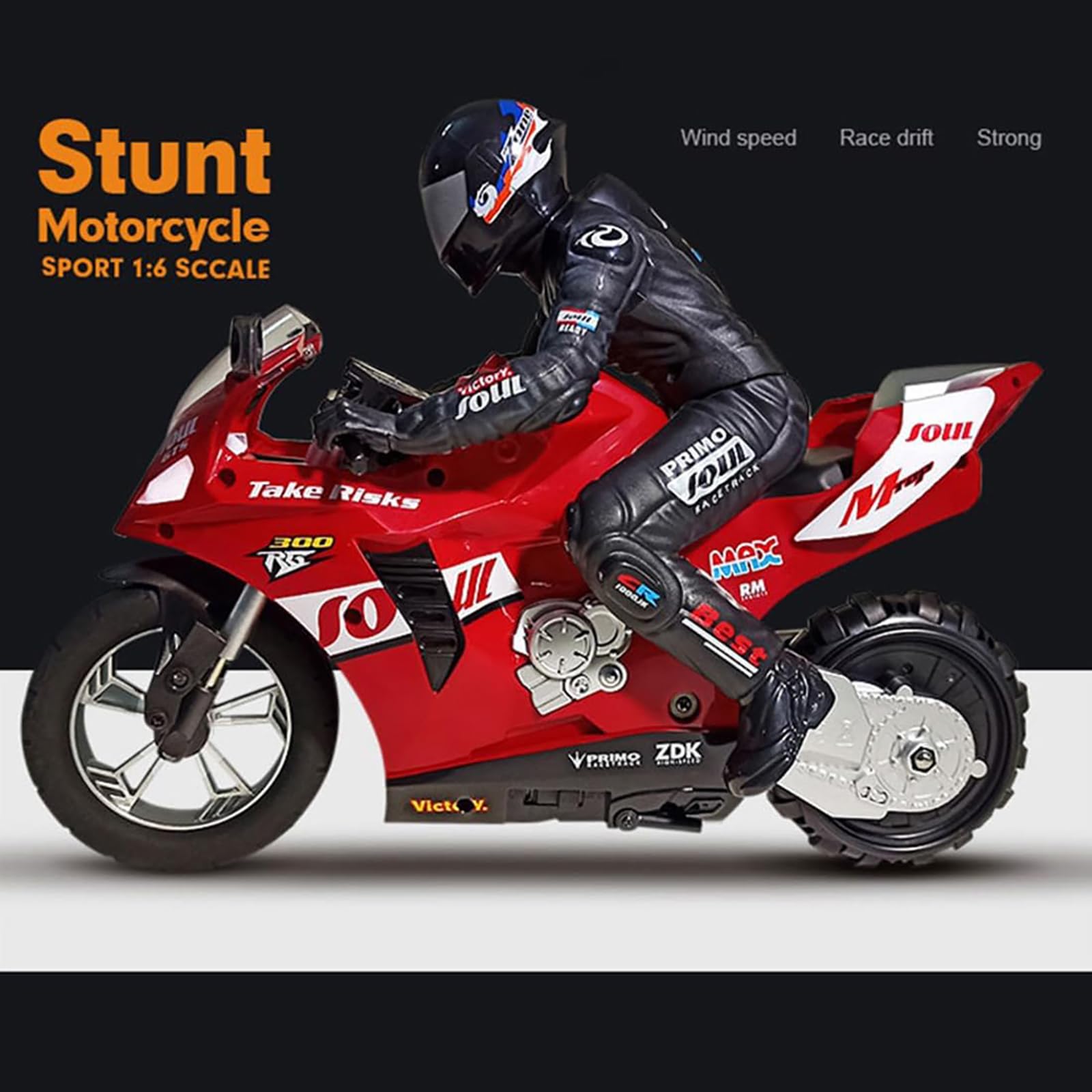 Generico Moto Radiocomandate, Modello di Motocicletta Elettrica a Doppio Motore a Due Ruote Autobilanciante in Scala 1/6 2,4GHz con Giroscopio a Sei Assi per Adulti (Versione RTR),Rosso
