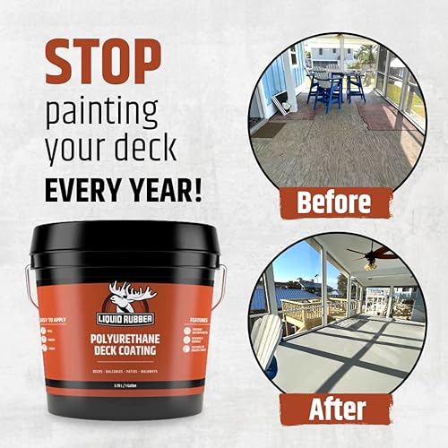 Miniatura 8 de Liquid Ruber - Revestimiento de poliuretano para cubiertas y muelles, fácil de aplicar, sellador resistente a los rayos UV, uso interior y exterior,