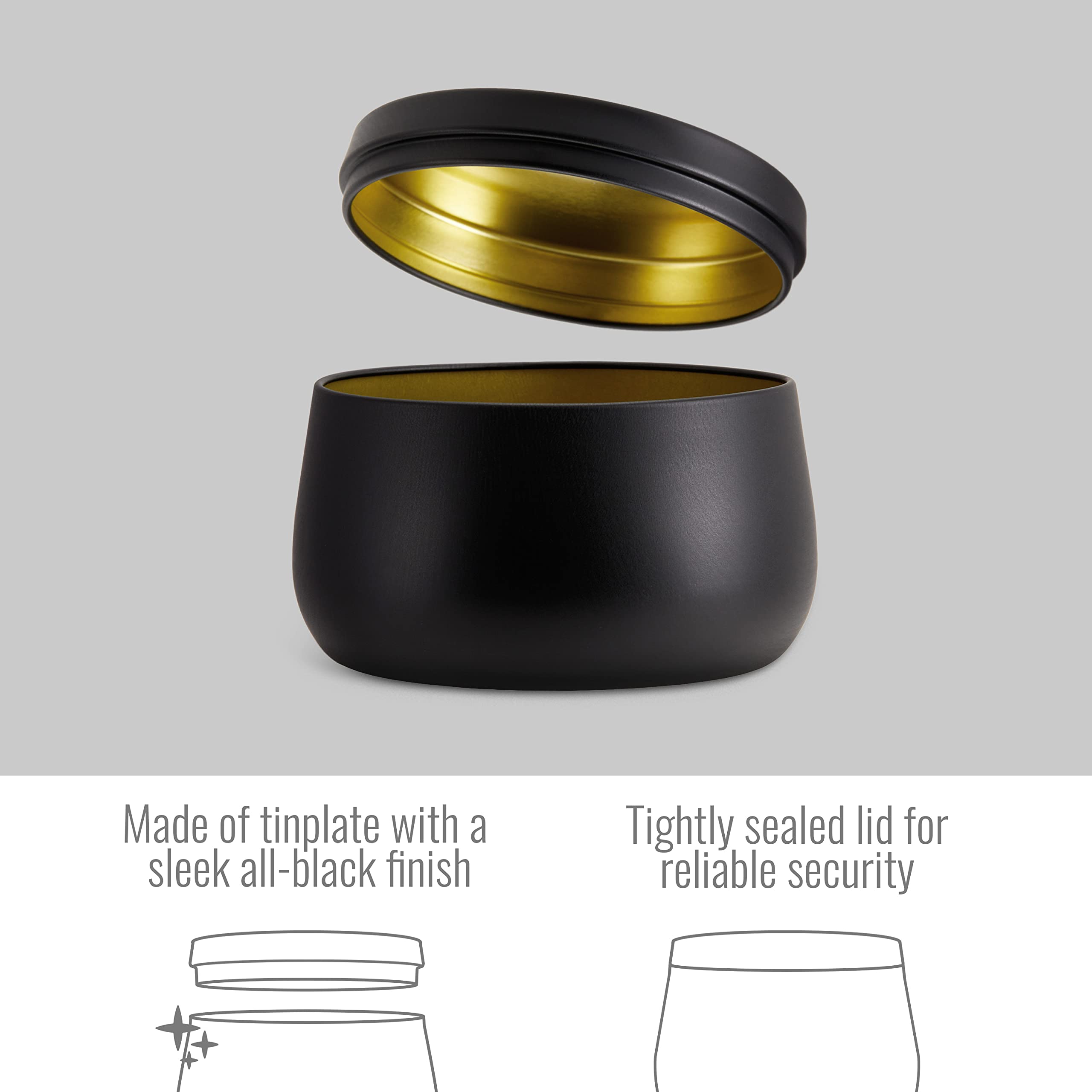 Scatole Per Candele Nere Da 8oz - 24 Pezzi | Barattoli In Latta Per Candele Fai Da Te, Conservazione E Decorazione