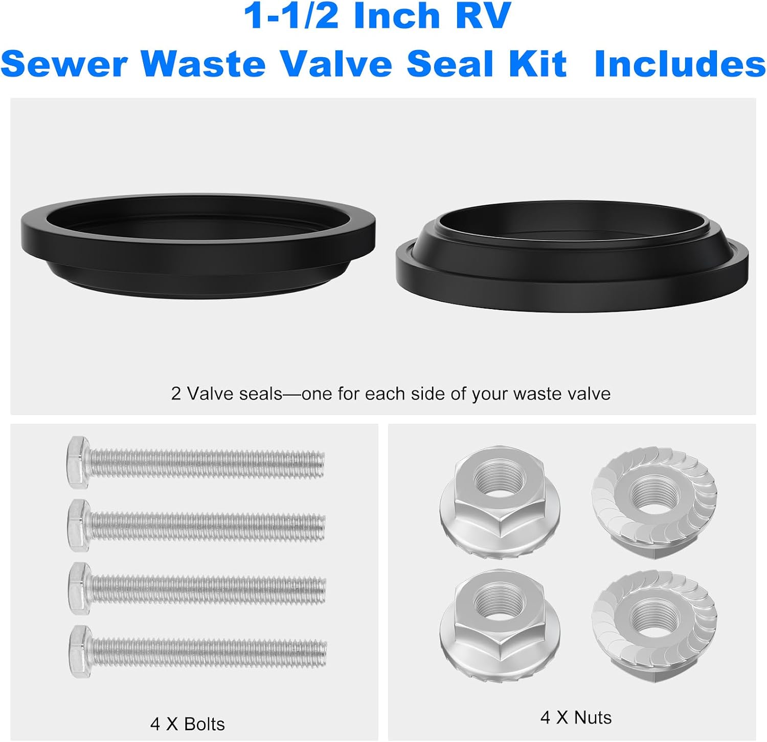 JIOTAR T1001VP RV Waste Valve Seal Kit 1-1/2 Inch Replacement Valterra Bladex Lasalle Bristol Valves Fits RV, Camper and Travel Trailer Sewer, Tank, Waste Valve RV Sewer Valve Seal Kit