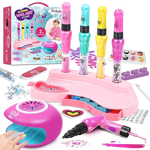 Juego de esmaltes de uñas para niños con 4 bolígrafos de arte de uñas, no tóxicos, para edades de 4 a 12 años, kit de spa y manicura para niñas de 6