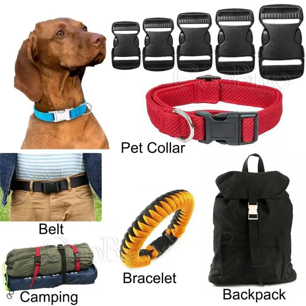 3/4"~2" Doppelseitige Entriegelungsschnallen, verstellbare Schnalle, Rucksack-/Taschen-Gürtelgurt, Gurtband, DIY-Bastelzubehör, Kunststoff, 1000 Stück, 38 mm Gurtband