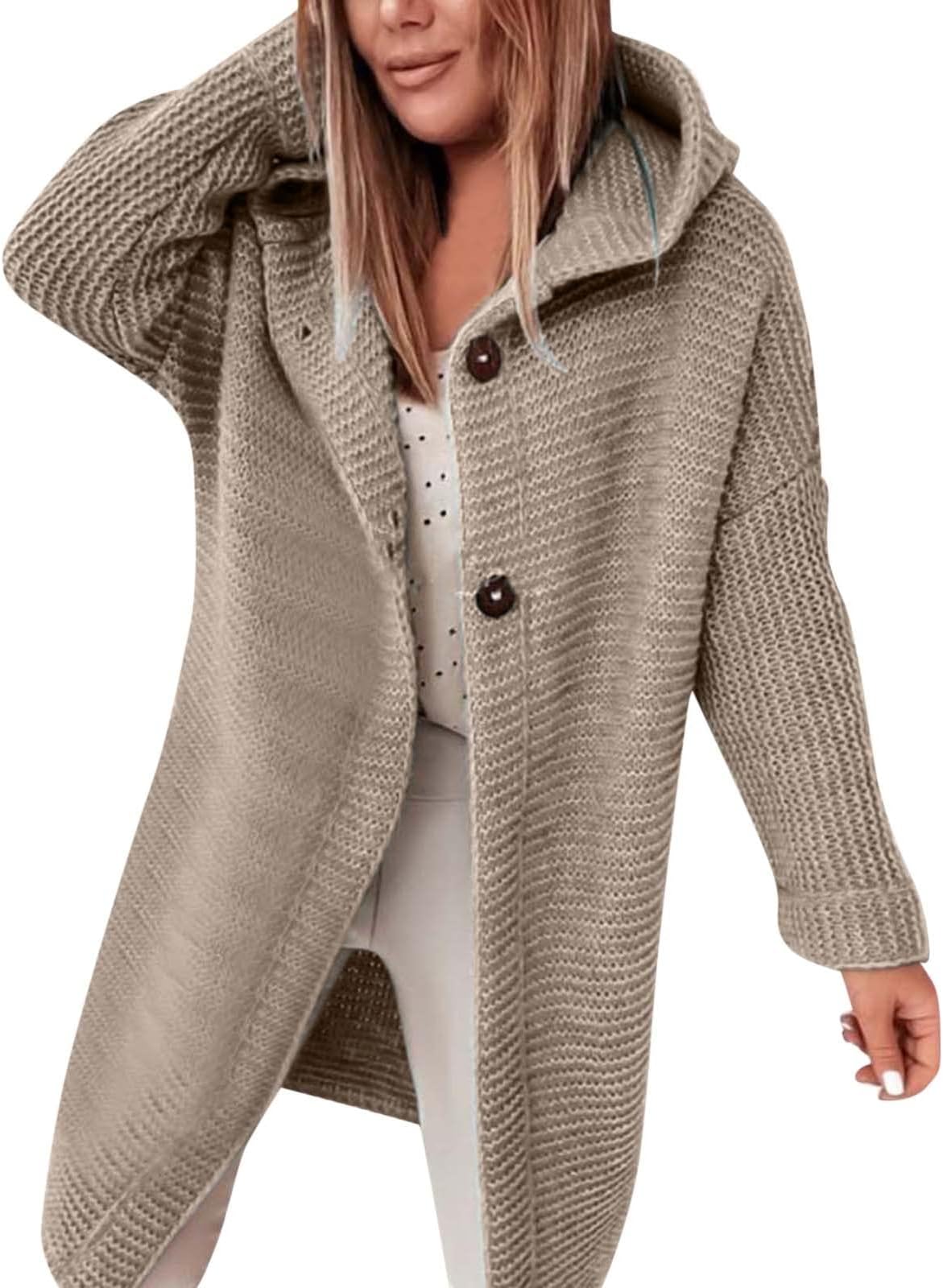 SNKSDGM Sweaters for Women Winter Warm Faux Fur Lined Military Jacket Hooded Thickened Fleece Parkas Trench Coat Overcoat