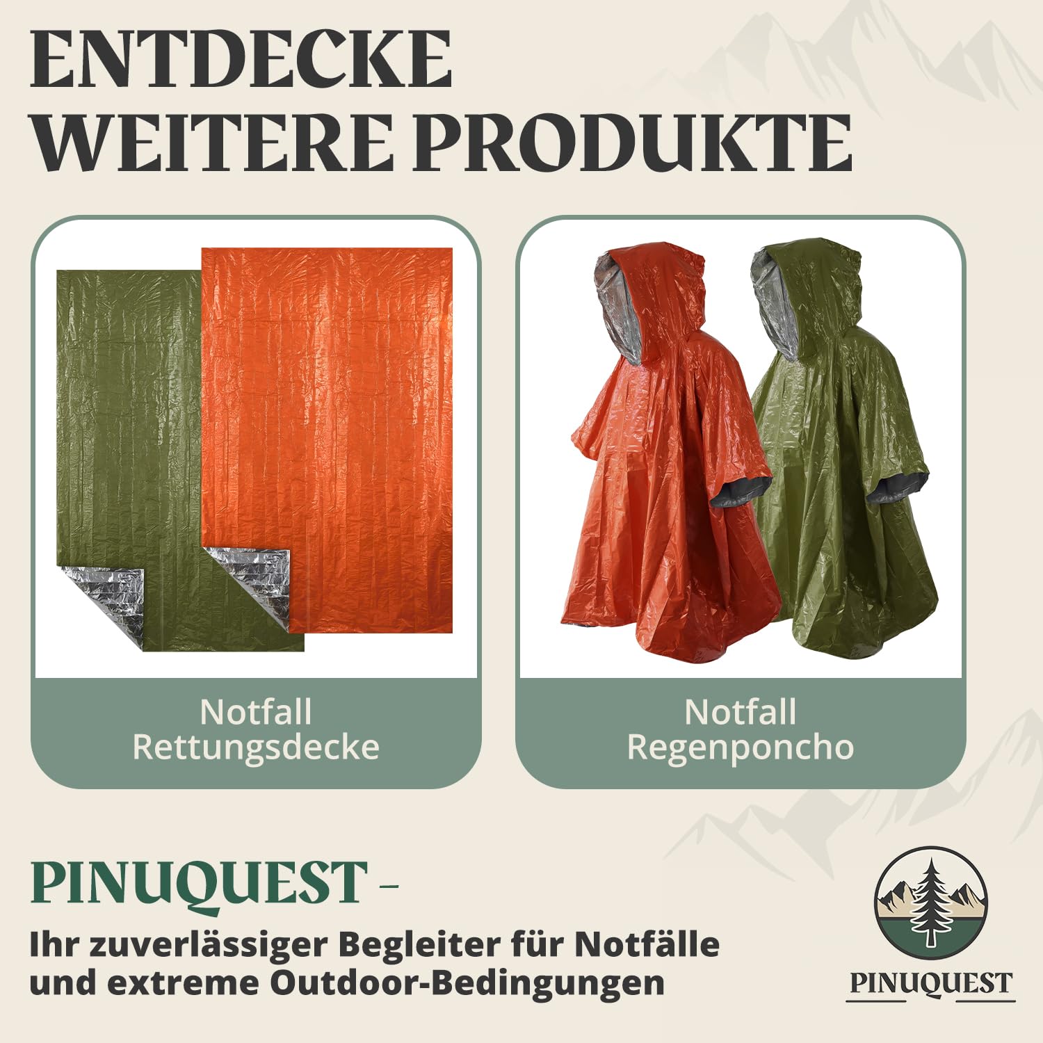 Notfall Biwaksack 2er-Set grün/orange (213 × 91 cm) - Notbiwak ist Ultraleicht, wasserdicht sowie Wind-, hitze- und kälteabweisend - Notfallschlafsack ideal für Outdoor, Survival, Camping