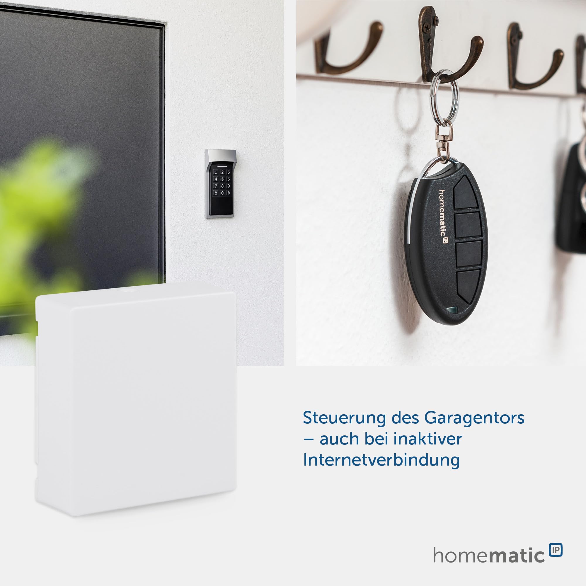 Moduł Homematic IP Smart Home do napędów Hörmann, cyfrowe sterowanie drzwiami garażowymi za pośrednictwem aplikacji, Alexa i Google Assistant, łatwa instalacja, dla operatora bram garażowych Hörmann, 153986A0