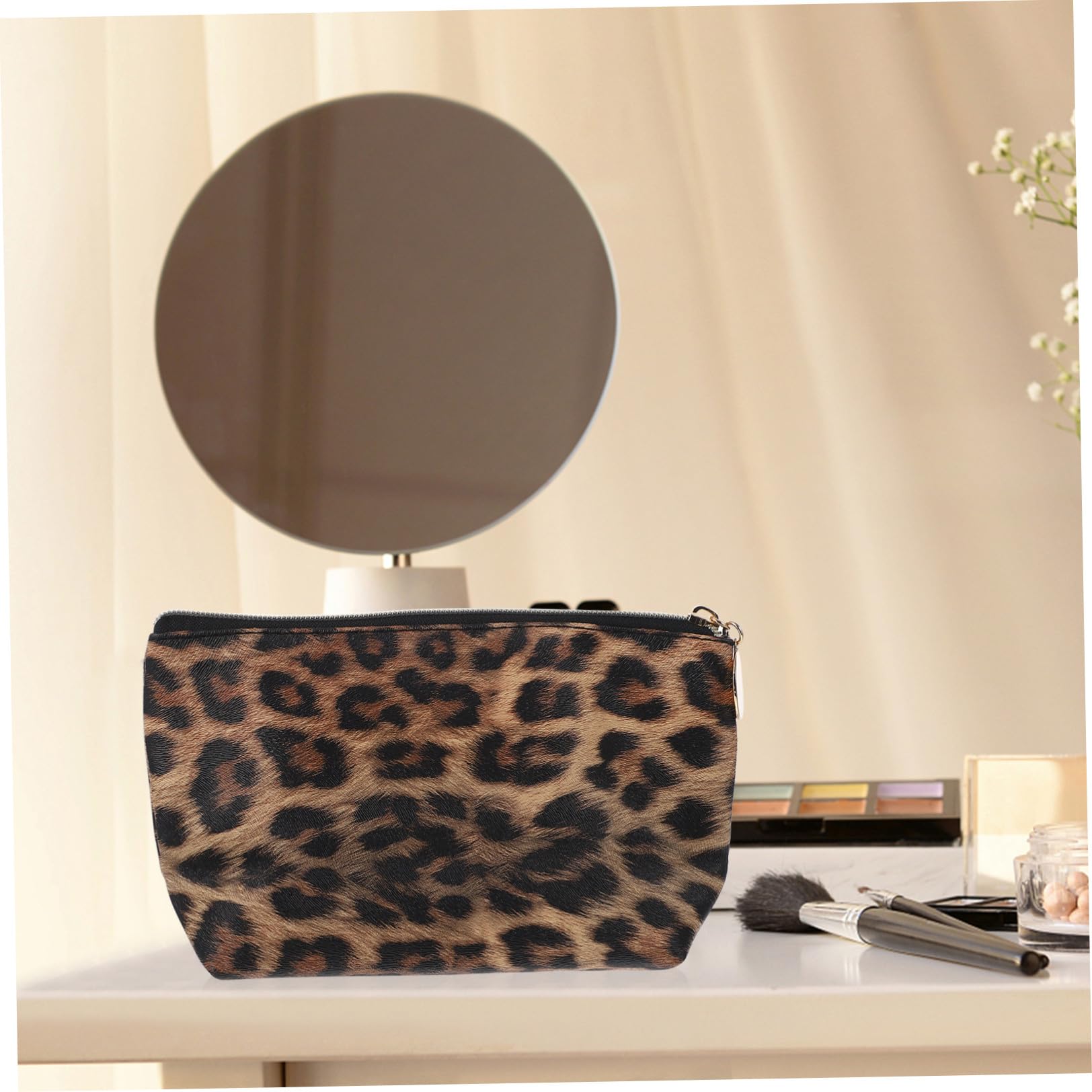 POPETPOP Borsa Trucco Leopardata 8.27 Pollici Set 2 Custodie Cosmetici in Pu Con Cerniera Portatrucchi Da Viaggio E Uso Quotidiano Per Ragazze E Donne