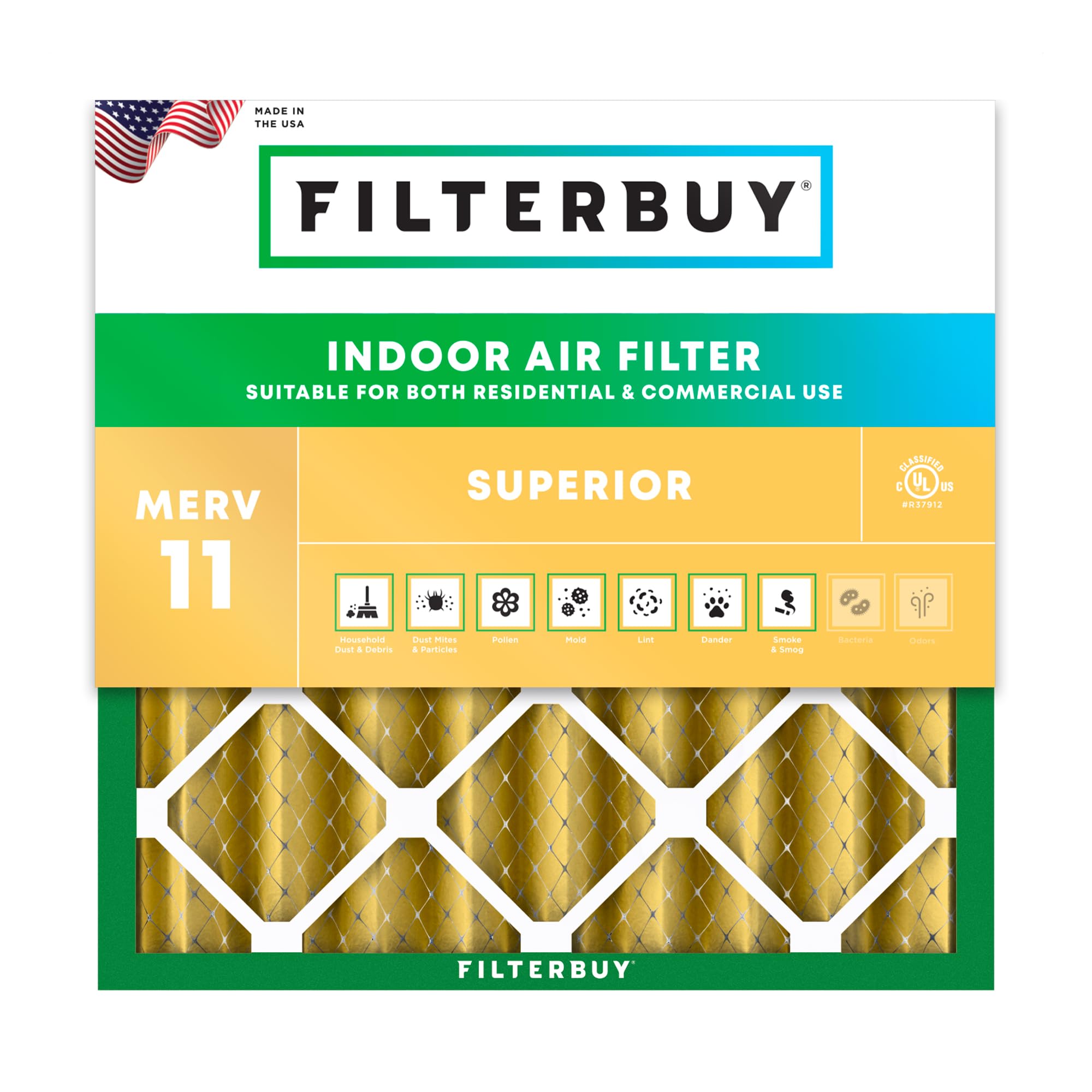Filterbuy 20x20x4 Air Filter MERV 11 Allergen Defense (1-Pack), Pleated HVAC AC Furnace Air Filters Replacement (Actual Size: 19.50 x 19.50 x 3.63 Inches)