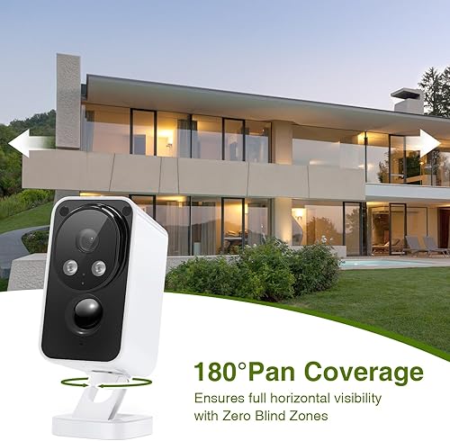 Miniatura 3 de Cámaras de seguridad inalámbricas para exteriores con rotación panorámica de 180, cámaras de visión nocturna a color 2K para seguridad en el hogar,