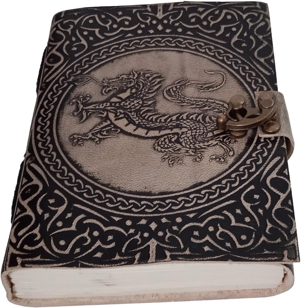 Purpledip Leather Journal 'Holy Dragon': Vintage Chinese Design Diary Notebook (12586)