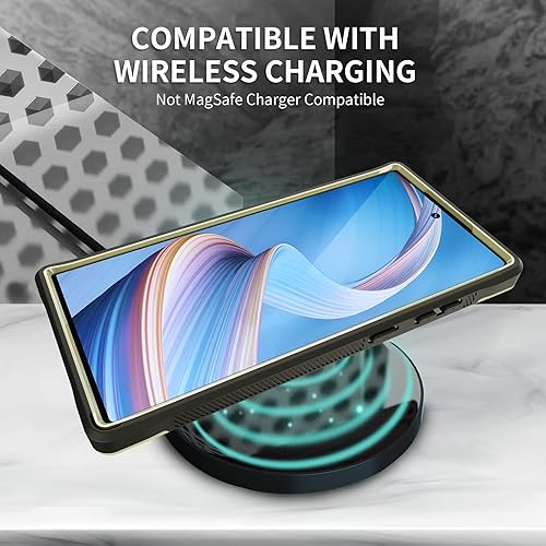 Miniatura 7 de URBANITE Funda para Samsung Galaxy S22 Ultra 5G, grado militar, resistente, a prueba de golpes, función atril integrada (verde militar)