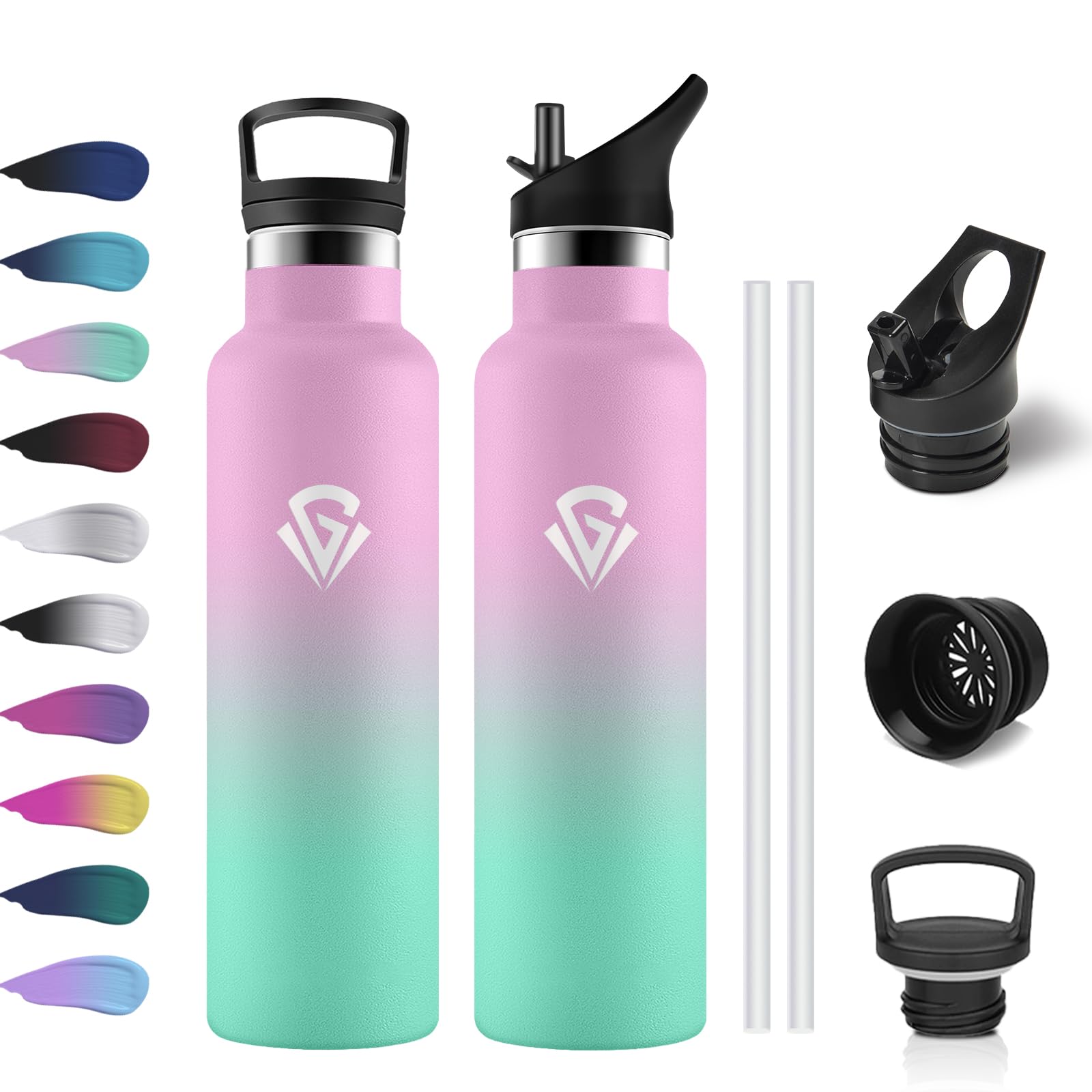 Botella Agua Acero Inoxidable 750ml, Cantimplora Termo con Pajita y Filtro, sin BPA, Reutilizable, Fácil de llevar, Termo a Prueba de Fugas, Cantimplora para Adultos, Oficina, Escuela, Bicicleta — view 23