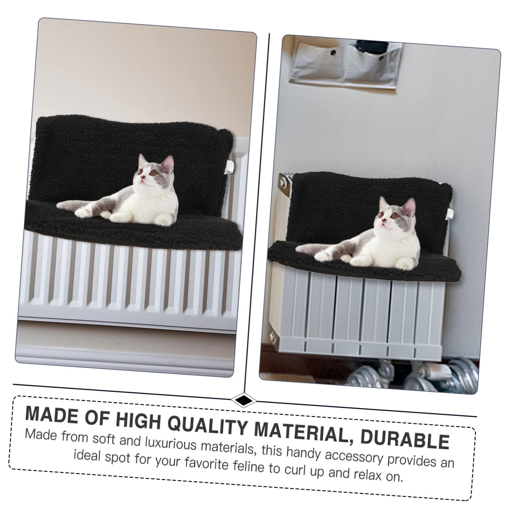 ORFOFE Hamac Chat Radiateur Noir en Polaire Coussin Moelleux