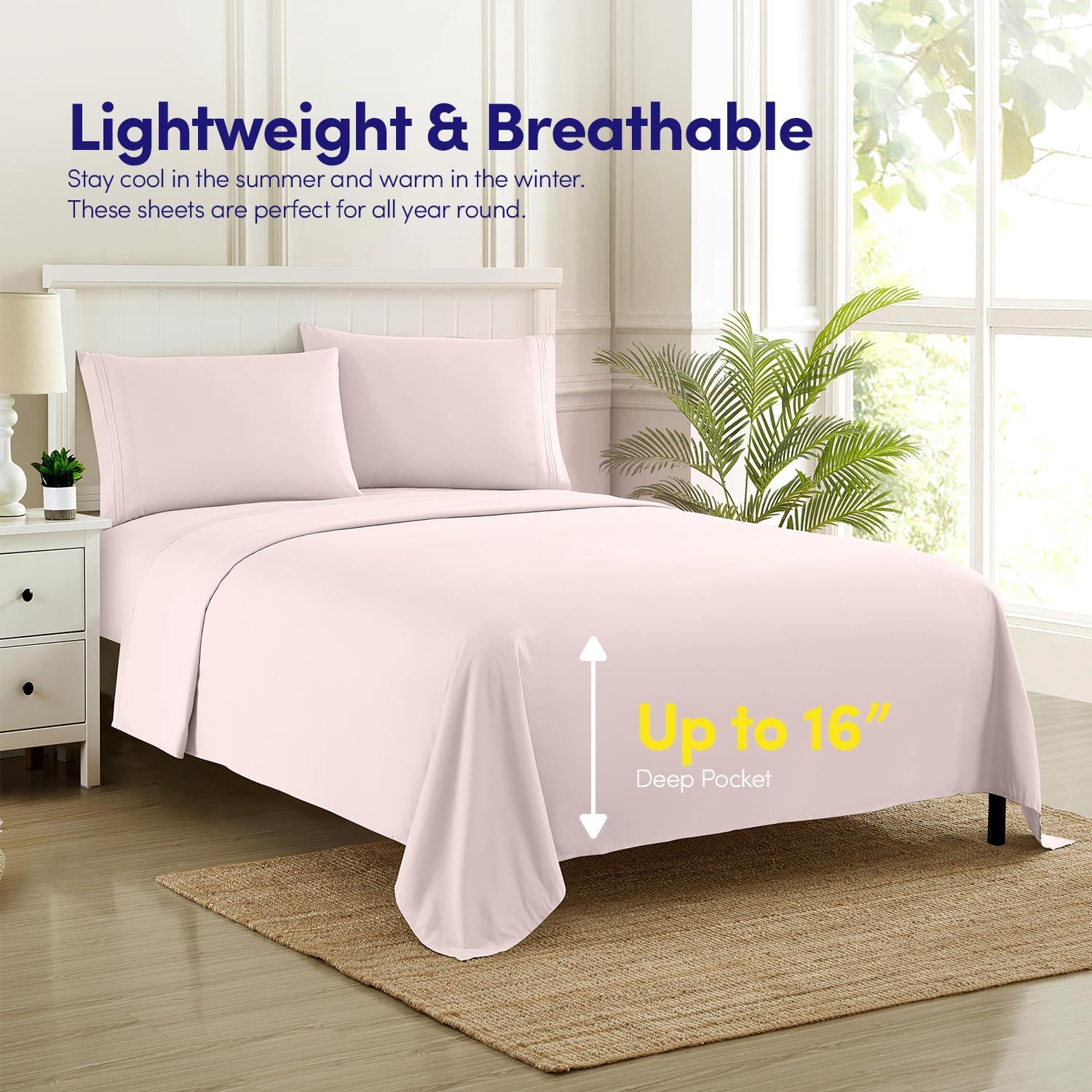 1500 Supreme Collection King Sheet Sets Pale Pink - Luxury Hotel Bed Sheets and Pillowcase Set for King Mattress - Extra Soft, Elastic Corner Straps, Deep Pocket Sheets, King Pale Pink - Image 8