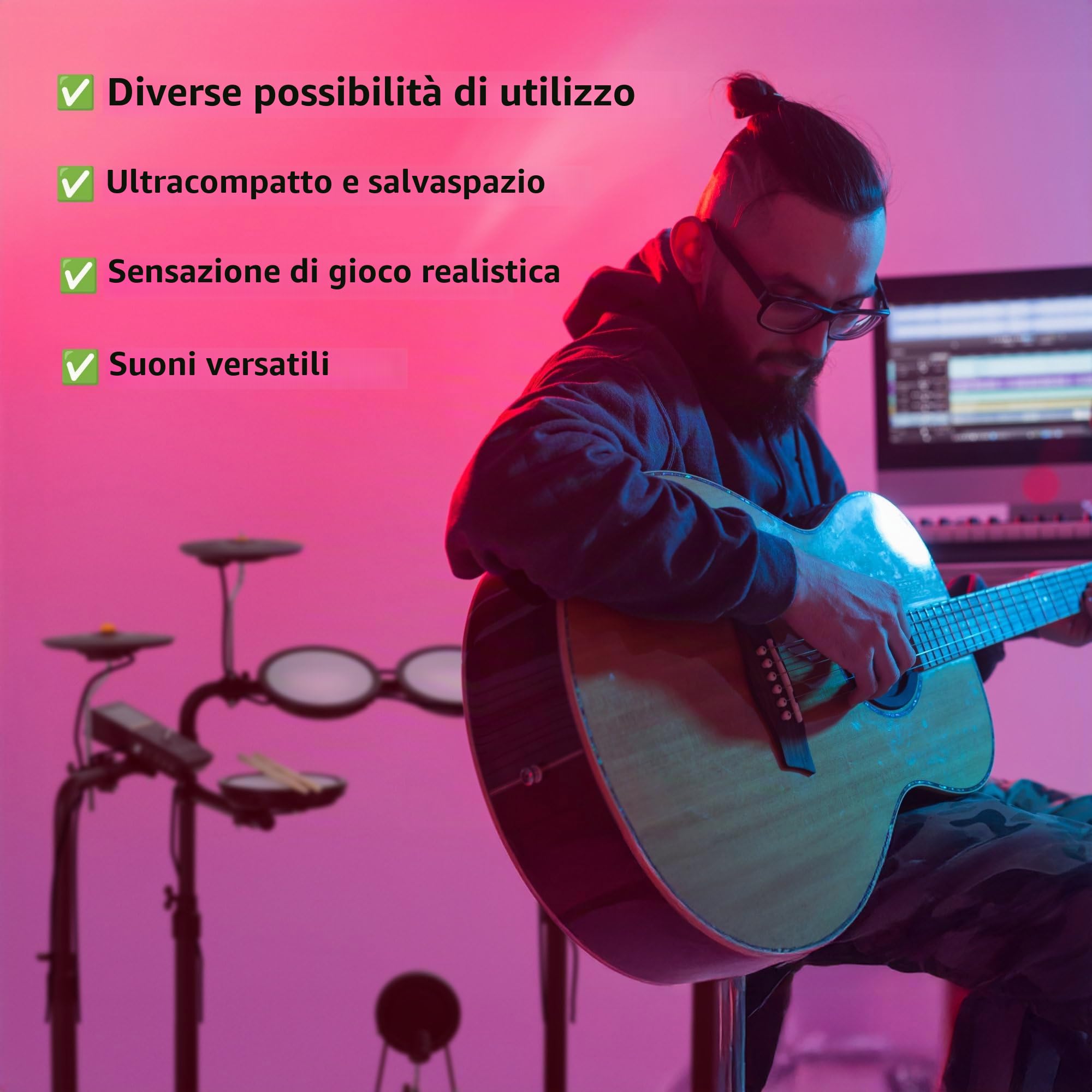 XDrum DD-250P E-Drum Kit, Batteria elettronica con mesh heads, Incluso rack | Modulo sonoro con 74 suoni e 12 drumkit, Ricevitore Bluetooth per streaming audio wireless, 3x pad piatti da 8" zone, 3 mm)