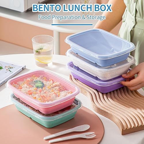 Miniatura 2 de Bento - Juego de 10 cajas de almuerzo coloridas para niños y adultos, aptas para microondas, sin BPA, recipientes de almuerzo perfectos para la