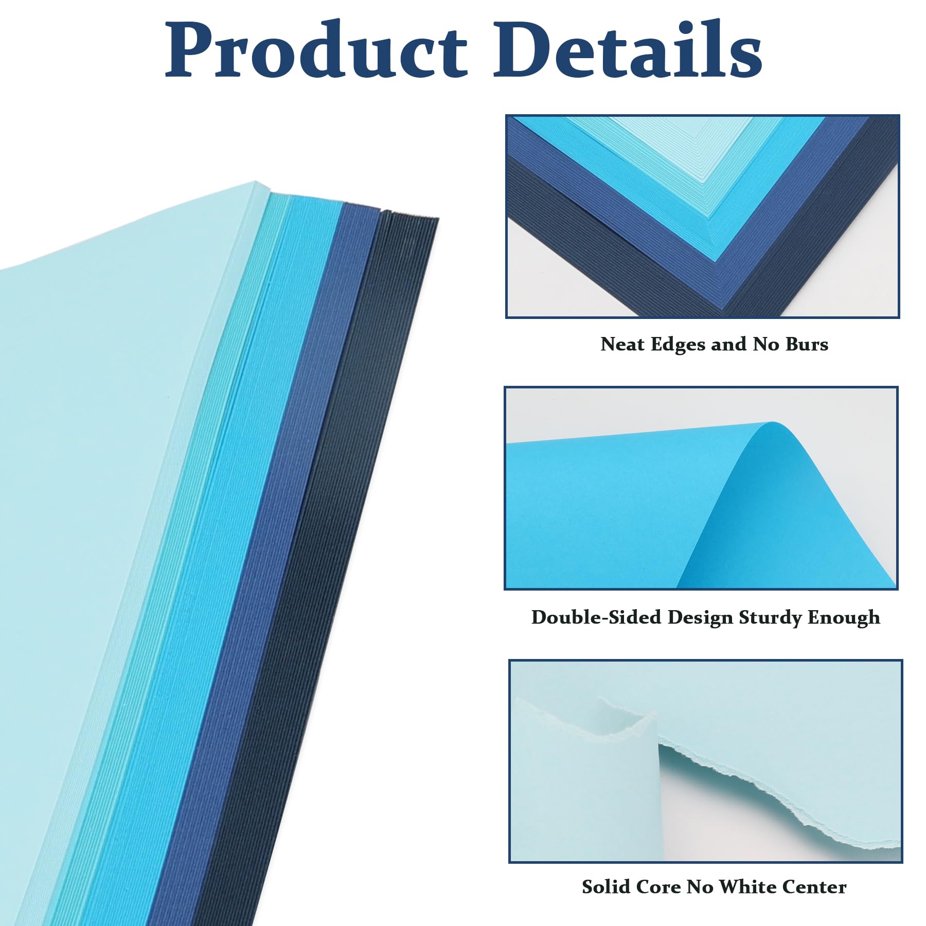 Blue Card A4, 100 Sheets 5 Colours Blue Cardstock 92lb/250gsm for DIY Crafting Scrapbook Decoration - Image 3
