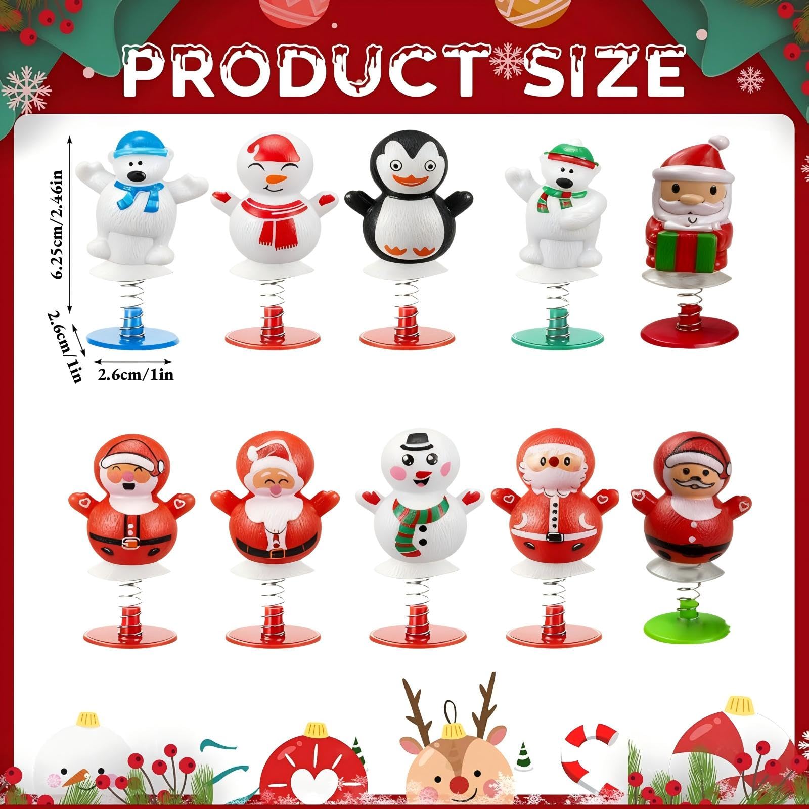 HUSHRICH 10Pcs Christmas Party Bag Fillers, Christmas Jump up Toys Novelty Pop Up Toys for Kids Stocking Fillers - Image 2