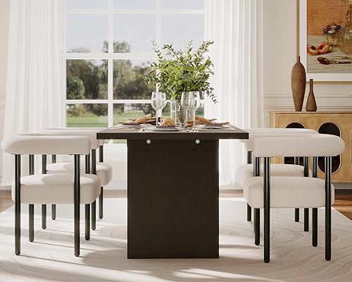 Miniatura 52 de Juego de 2 sillas de comedor de barril modernas de mediados de siglo, sillas tapizadas de cocina y comedor con brazos, sillas decorativas de piel