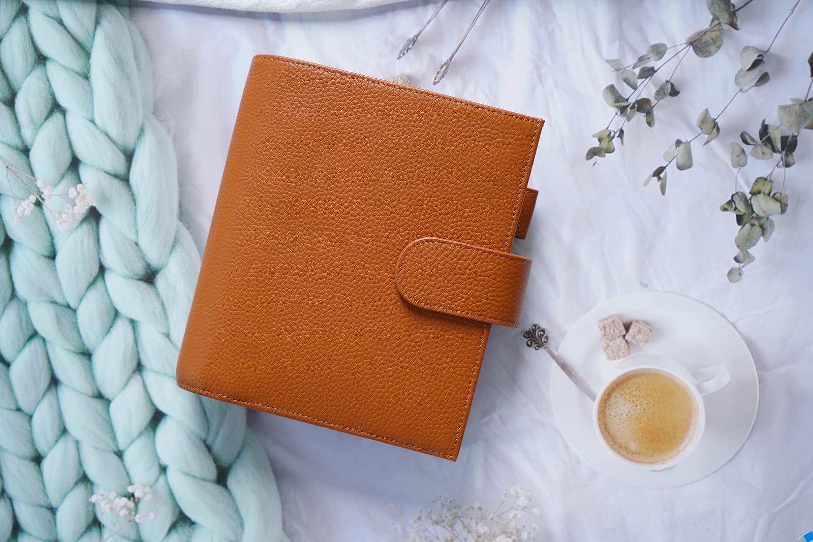 Moterm True-A6 Luxe Ringe Planer - Echtes Leder Binder Organizer (30mm Ring, Kiesel-Gebranntes orange)