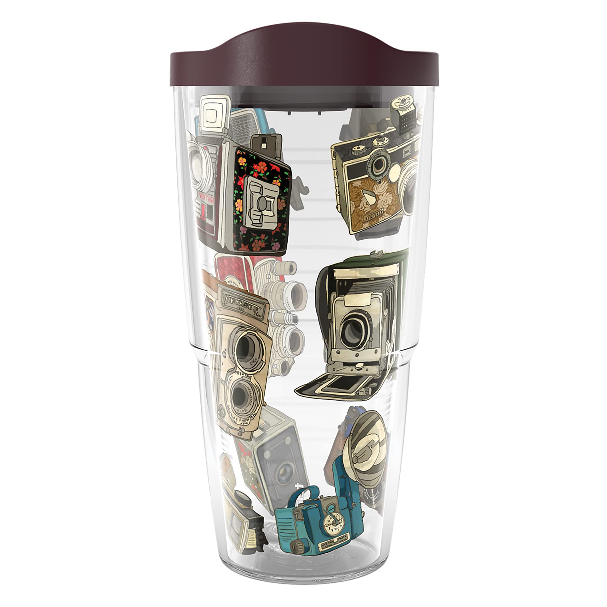 Tervis Retro Cameras Made in USA Double Walled Insulated Tumbler Travel Cup Keeps Drinks Cold & Hot, 24oz, Lidded