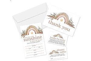 100 Pack Rainbow Baby Shower Invitations and Thank You Cards, Books for...