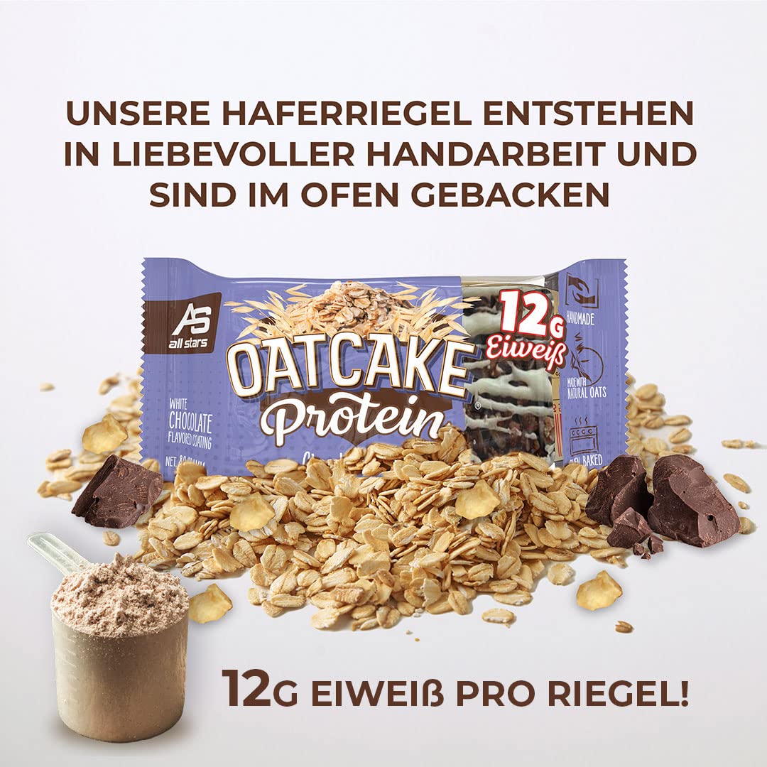 All Stars Oatcake Protein Bar Chocolate Drizzle I 12 Eiweiß-Riegel je 80g I Hafer-Riegel inkl. 12g Whey-Protein I Energy-Riegel mit hochwertigen Kohlenhydraten I süßer Müsli-Riegel super sättigend
