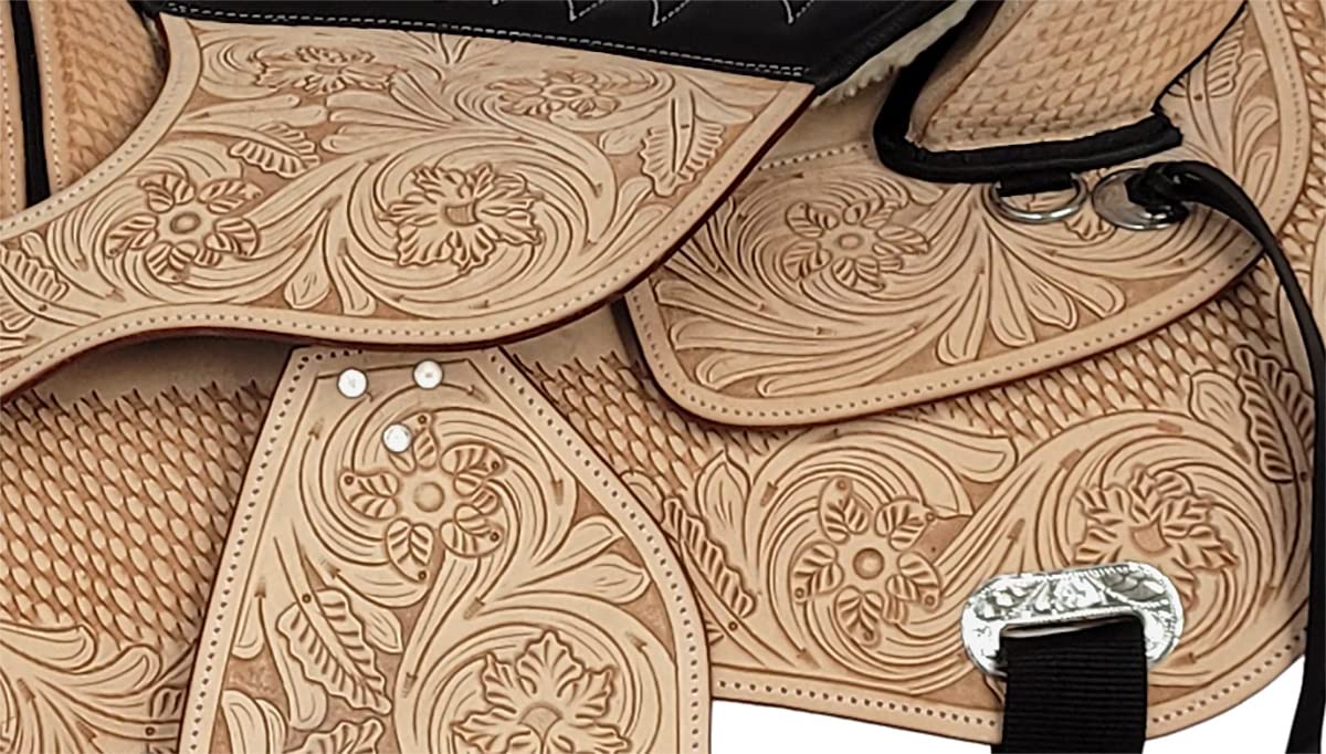A&M Reitsport Sella western Florida in pelle di bufalo di alta qualità, dimensioni: 16 pollici