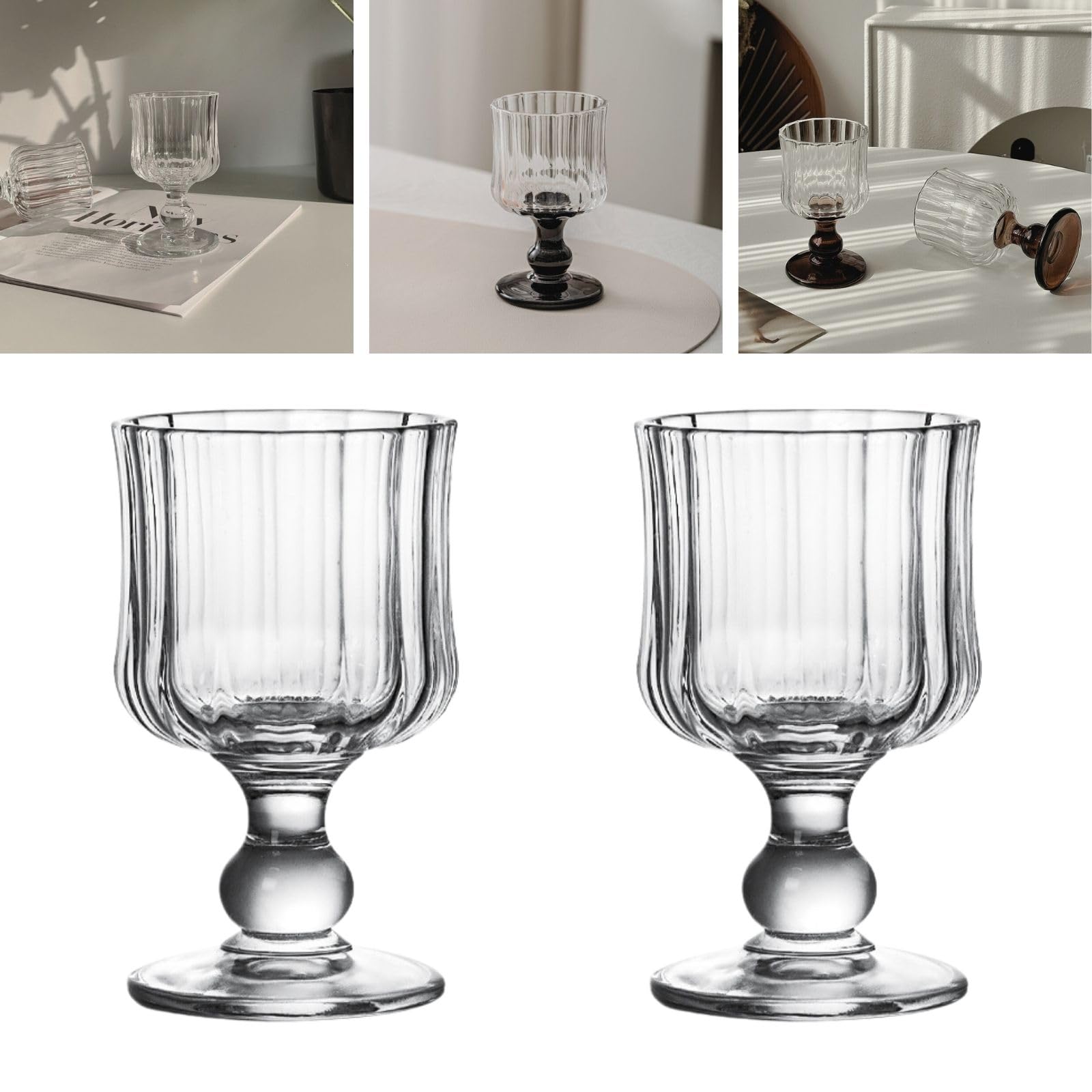 Verres à pied transparents vintage de 180 ml pour vin et champagne