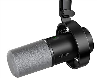 FIFINE ダイナミックポットキャストマイク USB/XLR接続可能 カーディオイドパターン単一指向性 USBケーブル付属 PC/プレステ/サウンドカード/ミキサー対応 イヤホン出力端子付き ワンタッチミュート グレイ風防付き ゲーム実況 ボ...