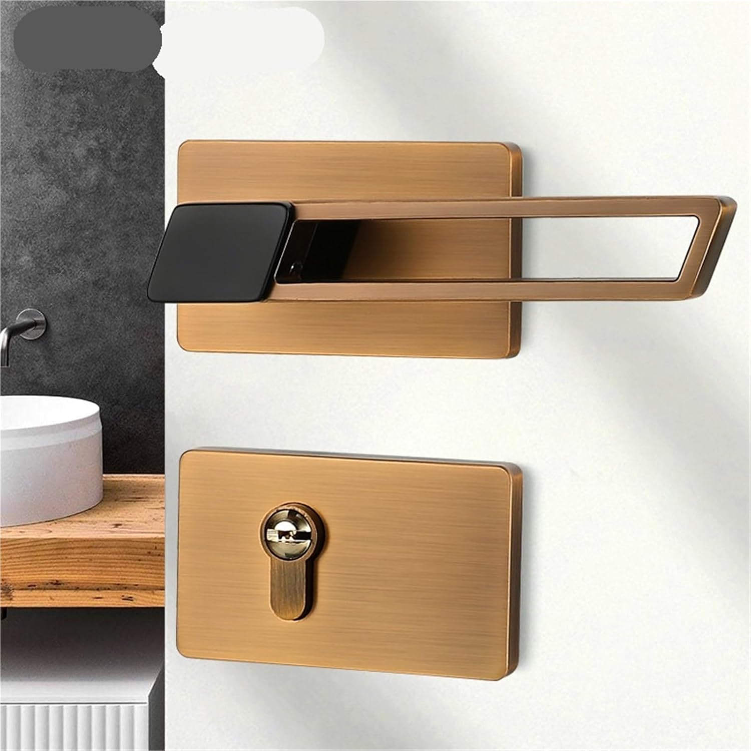 Zinc Alloy Home Interior Door Lock Silent Mechanical Handle Door Lock Furniture Door Pulls 1Pcs(KY-Wood Color)