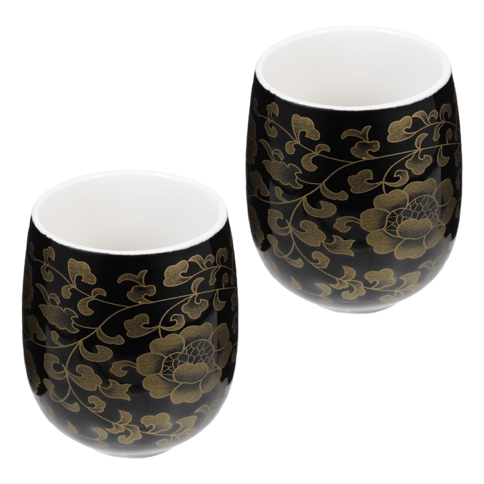 2 Stück Japanische Keramik Teetassen 180ml Hitzebeständige Trinkbecher für Büro und Zuhause Dekorative Kaffeebecher ohne Henkel