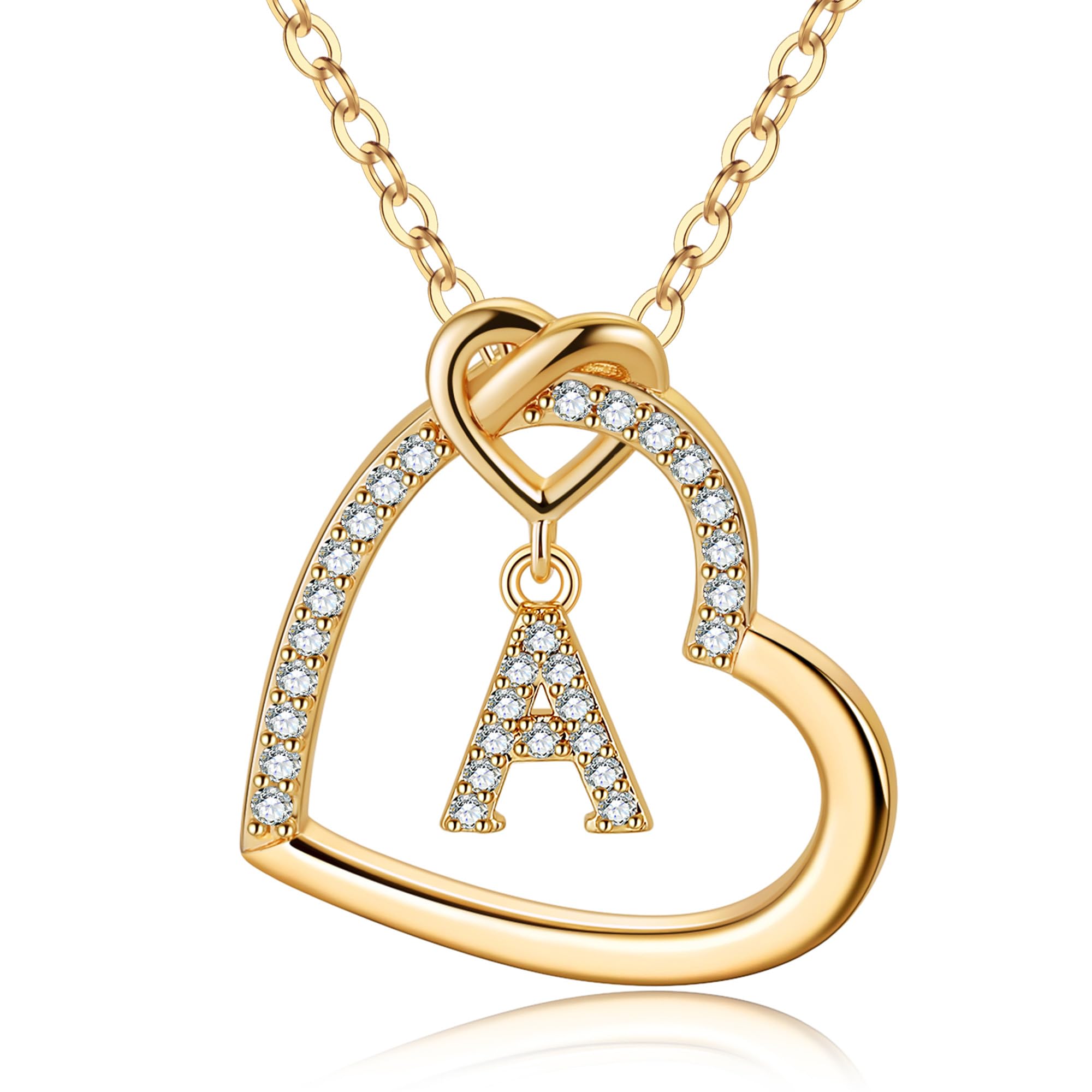 M MOOHAMM MOOHAM Mothers Day Gifts for Mom from Daughter, Heart Initial Necklaces for Teen Girls Women, Dainty Letter Necklace for Women Kids Girls Jewelry Cute Heart Necklace Jewelry for Girls Gifts