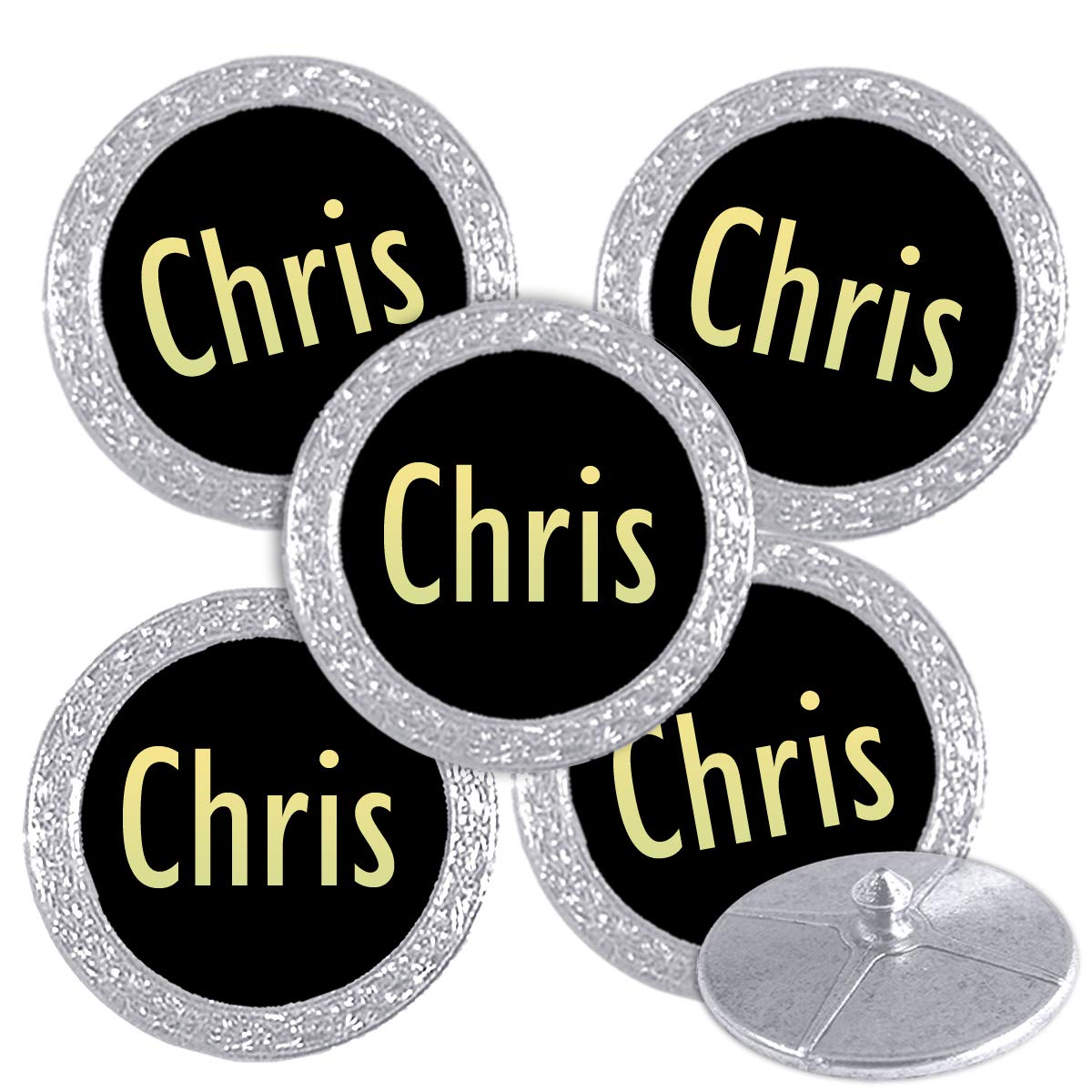 Best Impressions Silver Coloured Golf Ball Markers with Names (Chris) — image 1