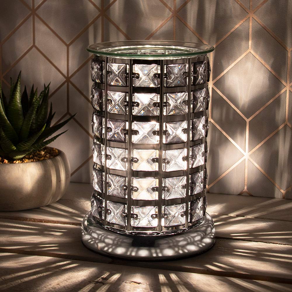 The Leonardo CollectionDesire Aroma Wax/Oil Burner Lamp CRYSTAL (Silver & Black), Medium, JNS_472234