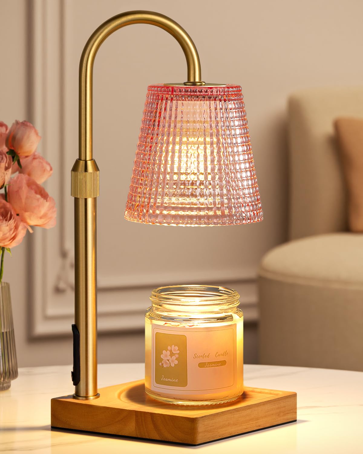 Pink Candle Warmer Lamp with Timer, House Warming Gifts New Home Decor