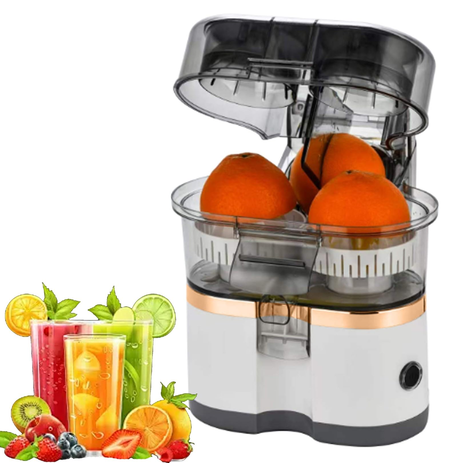 Podwójna Elektryczna Wyciskarka Do Cytrusów O Pojemności 400 Ml, Podwójna Wyciskarka, Odłączany Design, Wbudowana Krajalnica Do Cytrusów, Do Cytryn, Pomarańczy silver