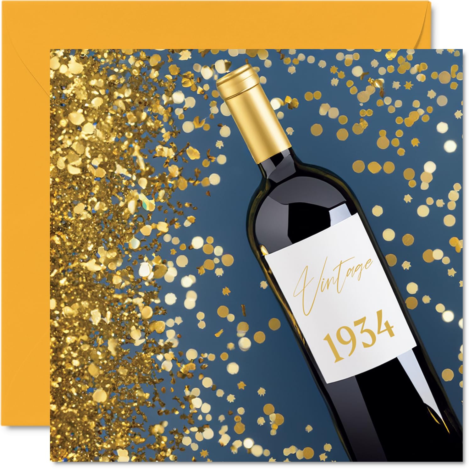 92nd Birthday Cards for Women Men - Wine Bottle Vintage 1934 - Happy Birthday Card for Mum Dad Auntie Uncle Nan Grandma Grandad 145mm Bday Greeting Cards