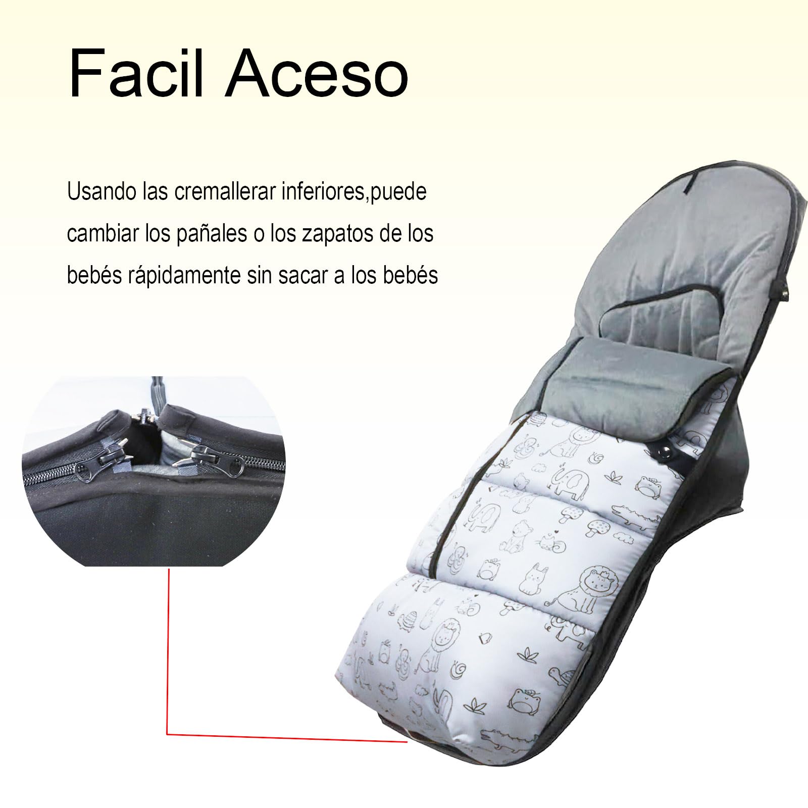 Various - Saco de Silla de Paseo Universal Impermeable con Forro de Polar Térmico, Saco Invierno Silla Paseo Resistente y Transpirable,Saco de Abrigo Carritos,Color Gris Animales