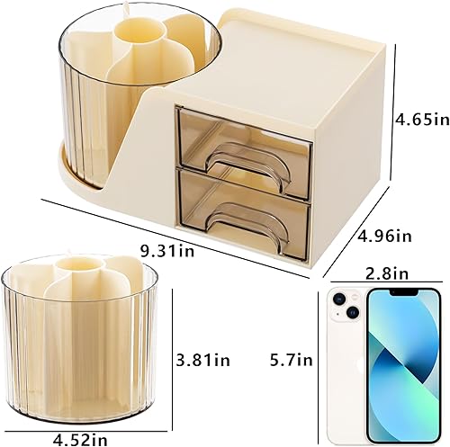 Miniatura 2 de Organizador de escritorio, soporte giratorio de 360 grados para bolígrafos con 6 compartimentos, caja de almacenamiento de suministros de arte para