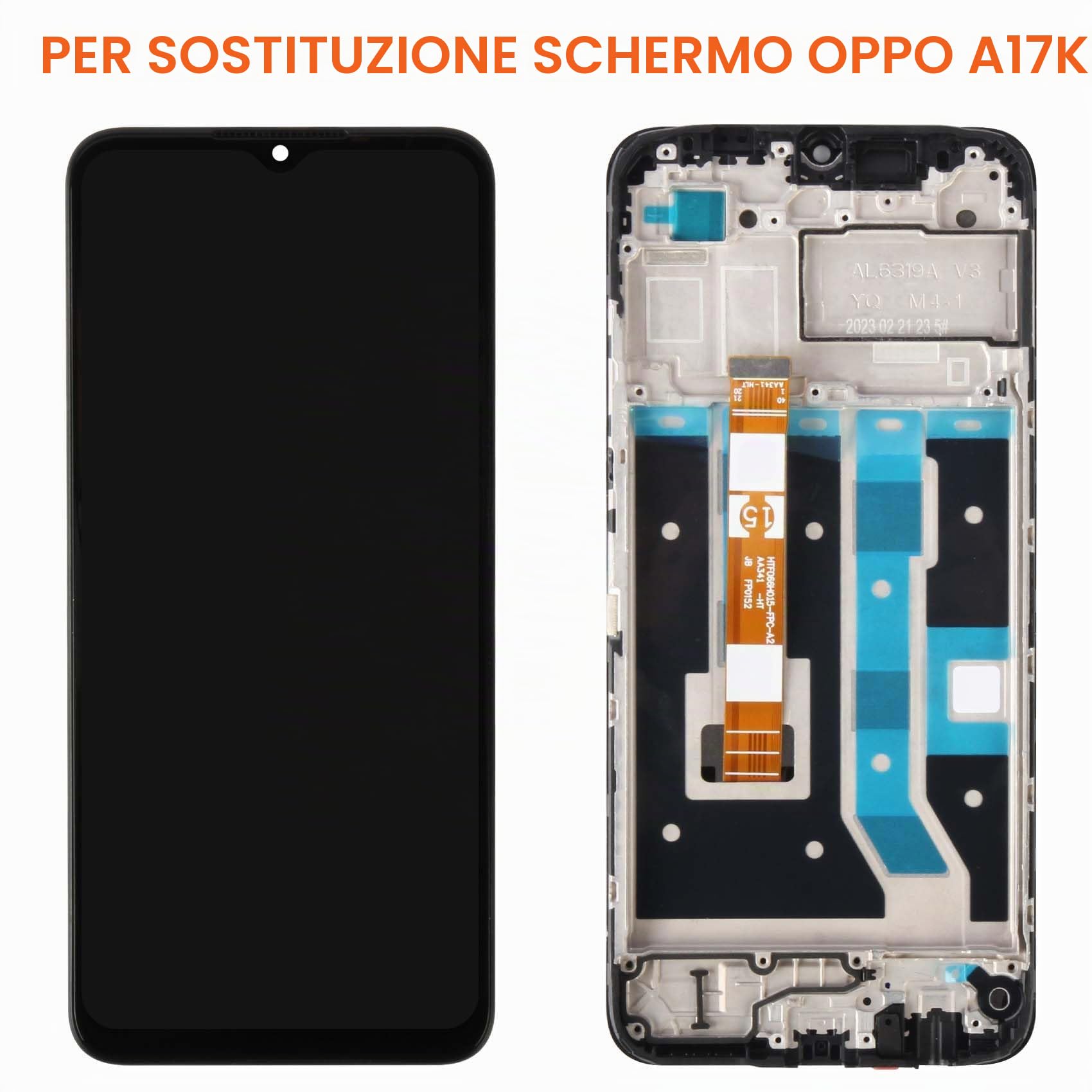 Display per Oppo A17 4G CPH2477 LCD Display per Oppo A17 / A17K Touch Screen Digitazer Assembly con Kit di Riparazione (Nero con Rhamen)