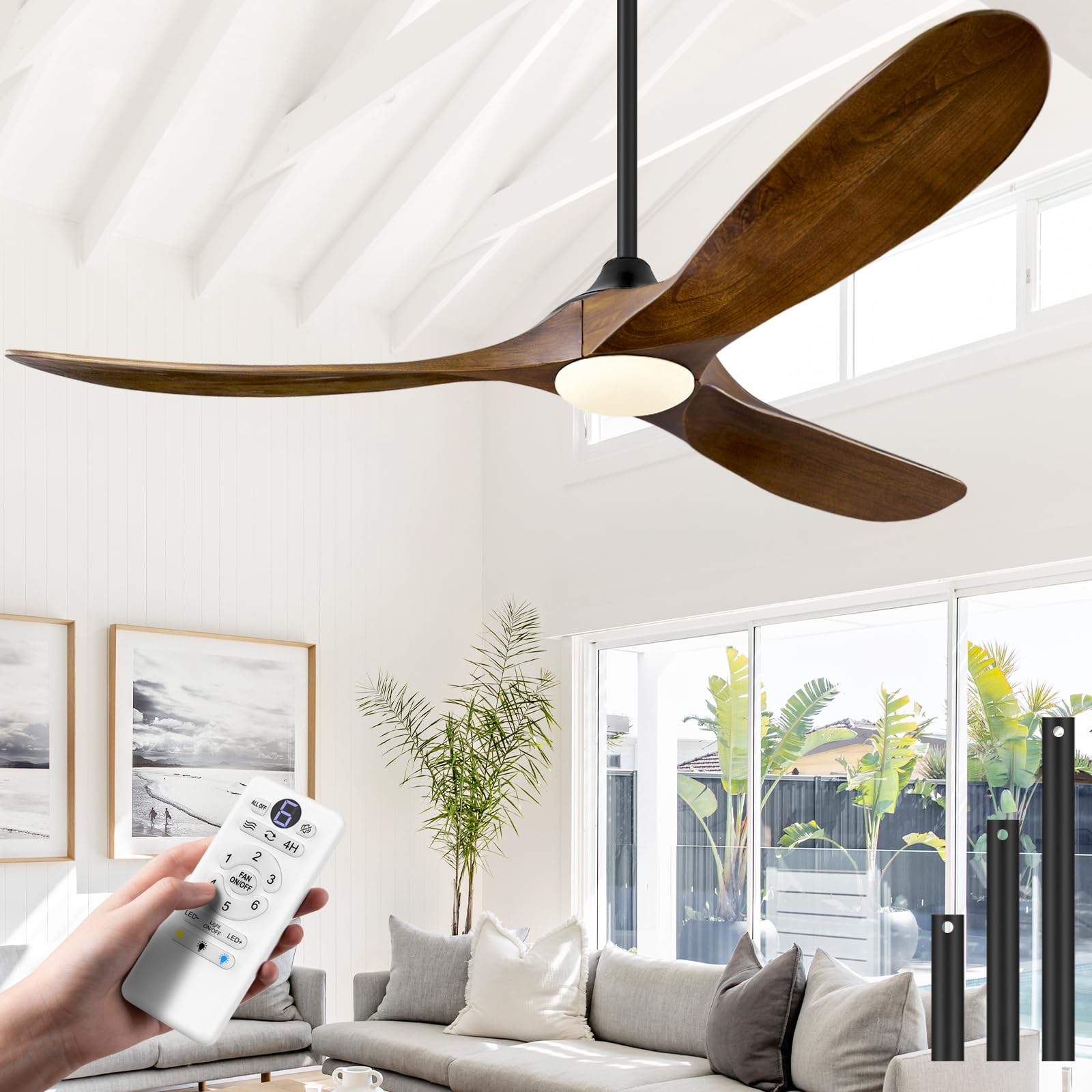 ABZ 52 Inch Ceiling Fans with Lights and Remote Control, Outdoor