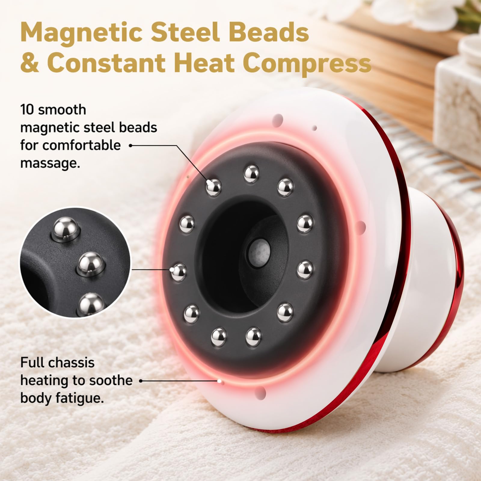 Masajeador eléctrico GuaSha 4 en 1, 6 niveles de succión y 6 niveles de calor, masajeador al vacío con terapia de luz roja, dispositivo de masaje inalámbrico anticelulitis para espalda, hombros y