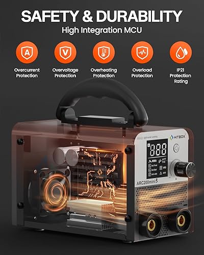 Miniatura 8 de HITBOX Soldador de palo de 140 A, 110 V220 V de doble voltaje 2 en 1 ARC MMA Lift Tig máquina de soldadura con control sinérgico, mini y portátil