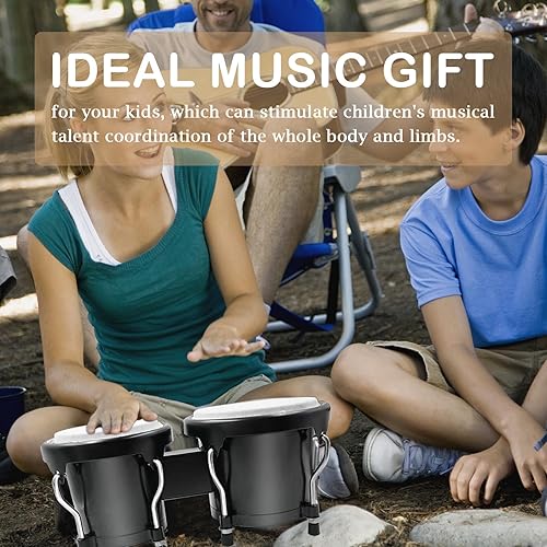 Miniatura 7 de Soulmate Bongo - Juego de batería para niños, principiantes, adultos, 4 y 5 pulgadas, transparente, de percusión, con llave de afinación, acabado