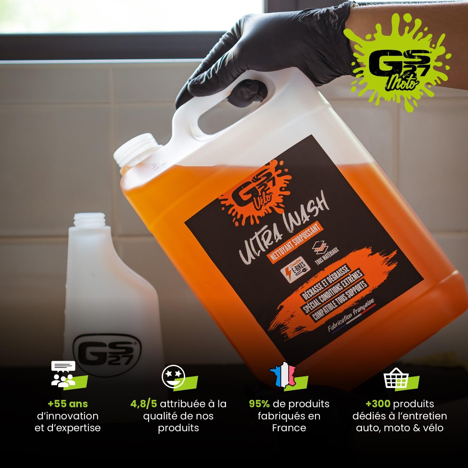 GS27 - Ultra Wash Moto - Detergente Surpotente - Compatibile con Tutti i Materiali - 5L