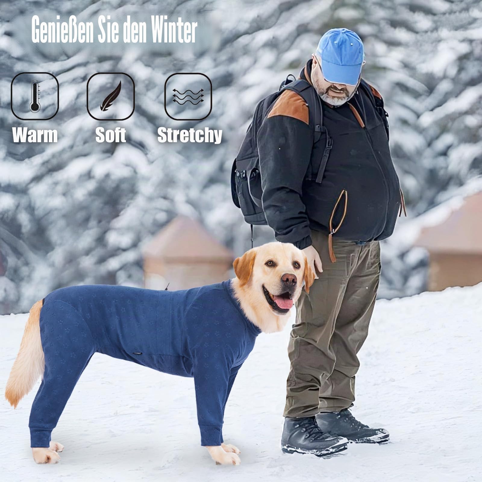 Prägung Hundemantel Fleece Hundepullover Mit Beinen Winterjacke Warm Hundepyjama Hundebademantel Für Große Mittelgroße Hunde Wintermantel Hundejacke Hundepulli