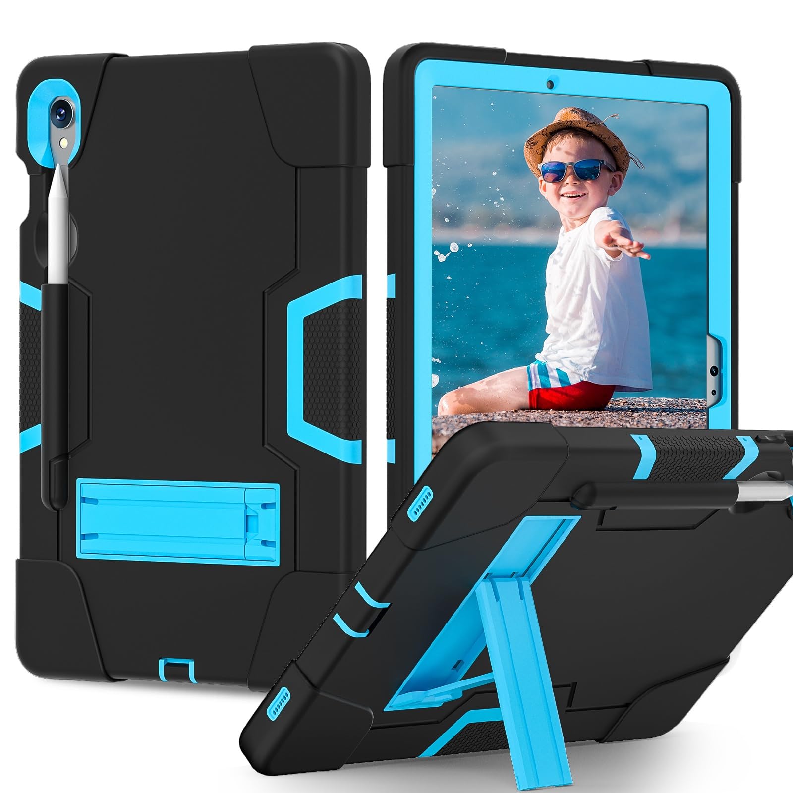 Custodia protettiva per tablet PC compatibile con Samsung Galaxy Tab S9/Tab S9 FE 11 pollici 2023 SM-X710/X716B/X718U, custodia in silicone per tablet con cavalletto, resistente antiurto guscio
