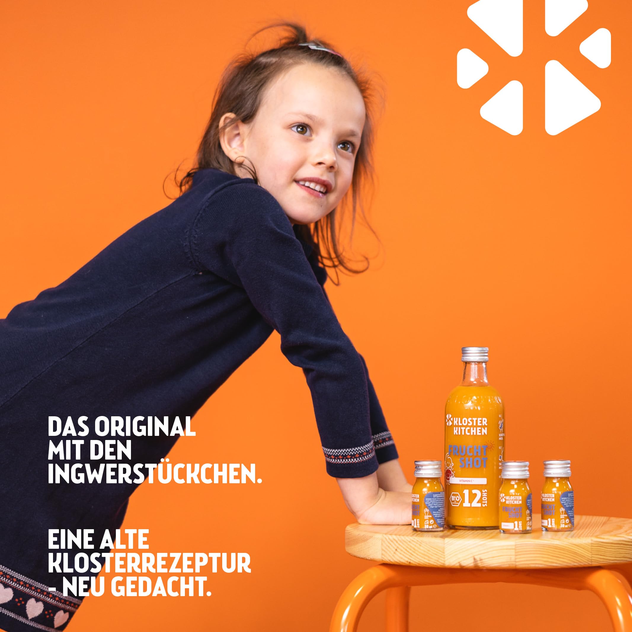 Kloster Kitchen zenzero biologico per bambini 1SHOT 28 x 30 ml con veri pezzi di zenzero I zenzero vegano in bottiglia di vetro da asporto I fruttato-morbido senza additivi e con dolcezza naturale